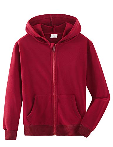 Image of Spring&Gege Boys Zip up Hoodie Soft Solid Classic Full Zip Hooded Sweatshirts for Kids (3-14 Years)
