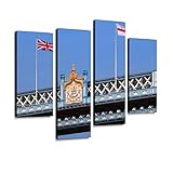 HIPOLOTUS 4 Panel Canvas Pictures Union Jack and City of London Flag, Coat of arms of The City of...