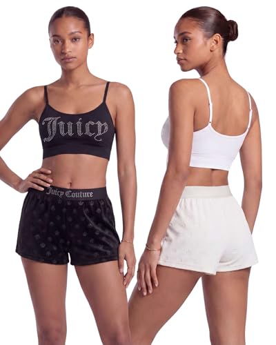 Image of Juicy Couture Women's Velvet Fleece Pajama Shorts, Designer Sleep and Lounge Shorts for Women