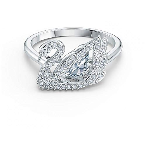 Swarovski Anello Dancing Swan, bianco, placcato rodio
