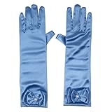 Fepdiu Little Girls Princess Glove Toddler Dress Up Gloves Girls Satin Gloves for Halloween Costume Party Birthday Princess Cosplay (turquoise)
