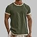 Linen Shirts for Men Short Sleeve Color Block Lightweight Crew Neck Casual Shirts Summer Fashion Beach Pullover Tops Green-L