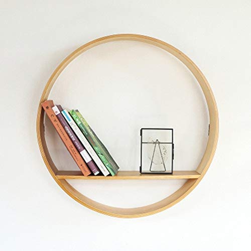 Chinese Bedroom Wall Decoration Shelf Solid Wood Round Creative Wall Hanging Storage Rack Living Room Wall Porch Storage Shelves nyfcc (Size : 60×9cm)