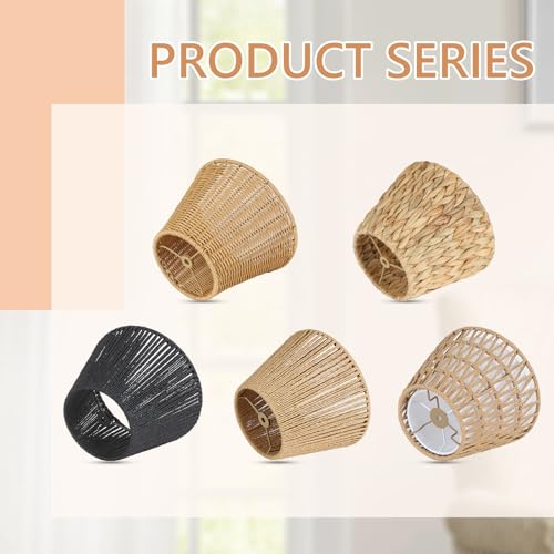 Lamsu 231002A1 Small Lamp Shade Replacement, Boho Lamp Shades For Table Lamps, Hand Woven Washable Pp Rattan Lampshades thumb #8