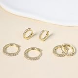 Kolczyki kreolki ze srebra wysokiej próby dla kobiet, małe złote zestawy, 8 mm, 10 mm, 12 mm, cyrkonie, huggie dla mężczyzn, hipoalergiczna biżuteria do wielu kolczyków do chrząstki, 8mm, Cyrkonia