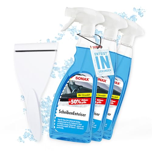 detailmate Sonax - Sbrinatore per parabrezza, 750 ml, per parabrezza auto + raschietto, spray per sbrinamento per una visione chiara
