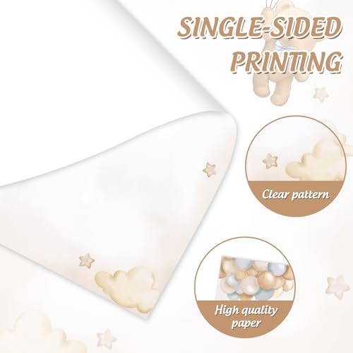 Generic AnyDesign Papel timbrado com 25 folhas de urso, papel timbrado, fofo, marrom, animal, carta,