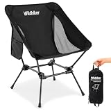 Wildhiker Lightweight Camping Chair – Folding Portable Chair for Adults, 2.16 lbs with Square Base and Carry Bag for Travel, Fishing, Motorcycle, Festival– Black