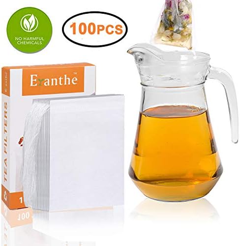 100Pcs Tea Filter Bags Large, Disposable Empty Tea Bag with Drawstring Safe & Natural Material, 3-Cup Capacity, Fill your own Tea Bags for Herb, Coffee & Loose Tea by Eranthe