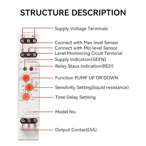 Relais de niveau d'eau EKR8-6112 AC220V interrupteur à flotteur