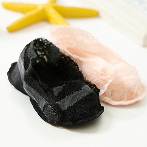 Zulaniu 5Pack Little Girl Kids No Show Low Cut Lace Flats Non Skid Boat Liner Invisible Socks (S(3-5T)) #TOP1