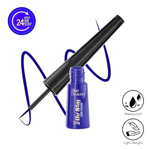 Image of Blue Heaven 24hr Stay Liquid Eyeliner Waterproof Smudge Proof | Quick Dry, Fine-Tip Brush for Precision | Long-Lasting Eye Liner for Women | Electric Blue | 3ml