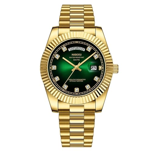 FORSINING Reloj analógico de cuarzo para hombre, correa de acero inoxidable, calendario, fecha, esfera de moda, resistente al agua, para negocios, verde, pulsera FORSINING Reloj analógico de cuarzo para hombre, correa de acero inoxidable, calendario, fecha, esfera de moda, resistente al agua, para negocios, verde, pulsera