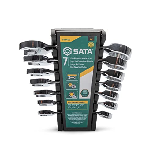 SATA Conjunto de 7 chaves de 12 pontas grossas | Tamanhos SAE 3/8