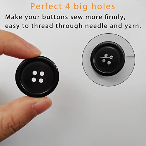 image for ZTEOFO 160 Pcs Mixed Sewing Buttons, Black Buttons for Crafts, 4-Hole 