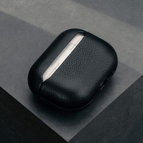 TORRO Skórzane etui kompatybilne z AirPods Pro 3 – Oryginalna skórzana obudowa AirPods Pro 3. generacji (2025) z widoczną diodą LED z przodu i podszewką z mikrofibry (Czarny)