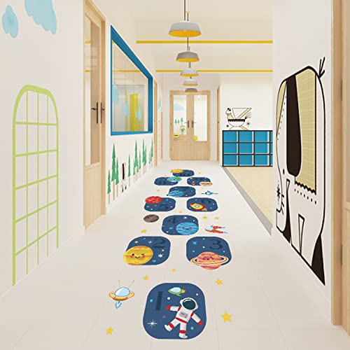 HUANLE Kids DIY Lattice Floor Sticker Hopscotch Footprint Room Decor Number Brain Games Sticker Digital Pathway Art Floor Tile Decals Puzzle Games Party Social Decor for Baby Room Classroom Nursery (Hopscotch L)