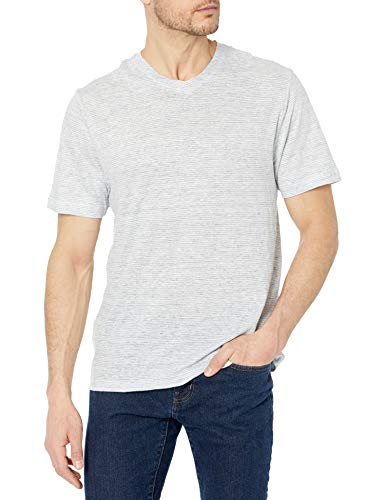 Cubavera Men s Short Sleeve Linen V-Neck Shirt, Dusty Blue, Large