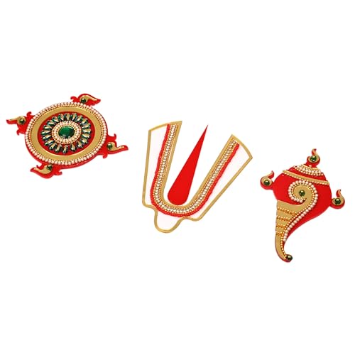 Decorative Ganesh ji Shubh Labh Shankh Chakra Namah of Lord Vishnu Tirupati Balaji Tilak Rangoli Sticker Indian Traditional Festival New year Decorations Wall Door Pooja Temple Home Decor(Size:-8)