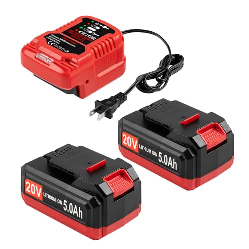 DONGPUCUN 2Packs 20V 5.0Ah Lithium Battery for Bauer 20V Battery with Compact Portable Charger for Bauer 20V Lithium Batteries