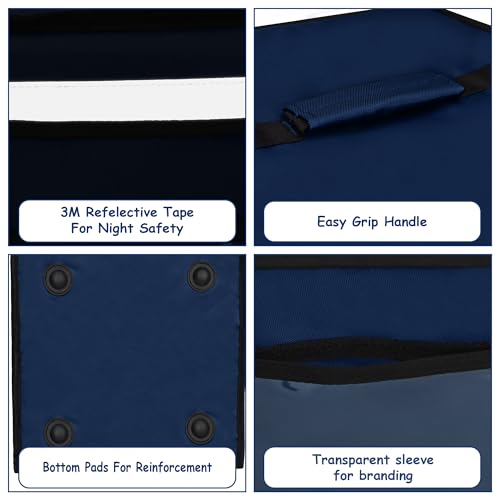 Image of Insulated Food Delivery Bag | Foldable Pizza & Multi-Meal Carrier | Thermal, Waterproof, Leak-Proof, Navy Blue (14X10X18 Inch)