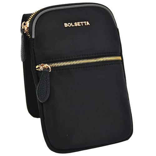 Bolsetta Magnetic Hip Pouch - RFID Blocking Pouch and Key Fob Protector - Zippered Pocket, Magnetic Snaplock Attachment - Lightweight Travel Wallet, Hip Bag for Concerts and Daily Errands - Black