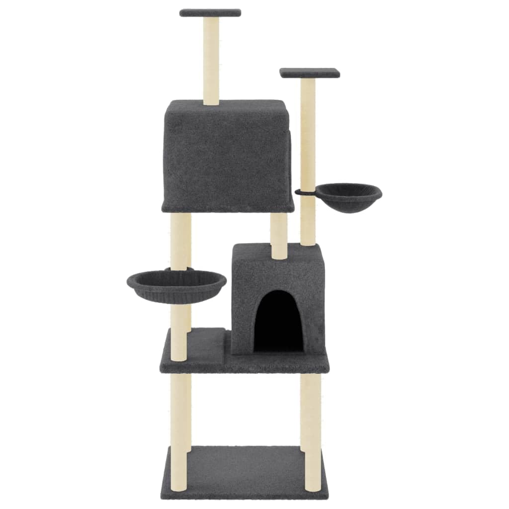 vidaXL Rascador para Gatos con Postes de sisal Gris Oscuro 180 cm