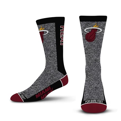 For Bare Feet NBA MIAMI HEAT Marble MVP Crew Sock Team Color LARGE