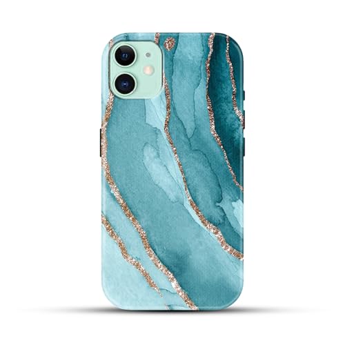 Image of COLORflow Back Cover Compatible with iPhone 11 | Beautiful Blue Marble Golden Stripes | Designer Printed Glossy Armoured Bumper Back Cover Compatible with iPhone 11