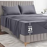 Utopia Bedding Deep Pocket King Sheet Set – Fits Mattresses Up to 21 inches – Cooling, Soft & Breathable – Oeko-TEX 4 Piece Bed Sheets (Grey)