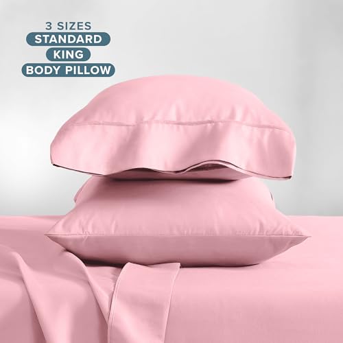 Image of Bare Home Microfiber Pillow Cases - Standard /Queen Size Set of 2 - Cooling Pillowcases - Double Brushed - Light Pink Pillowcases 2 Pack - Easy Care (Standard Pillowcase Set of 2, Light Pink)
