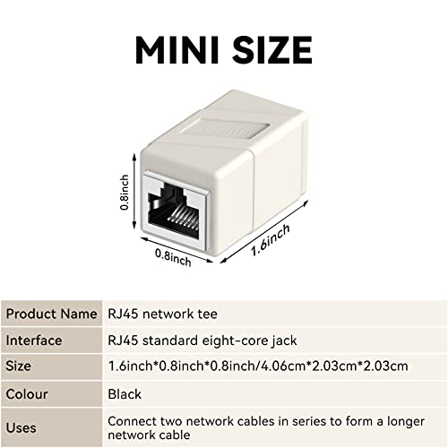 Rj45 Coupler, 2 Pack Ethernet Adapters Female To Female, Ethernet Cable Extender Adapter, 8-Pin Modular Straight Through, Network Connectors For Cat8/Cat7/Cat6/Cat6A/Cat5E/Cat5 Ethernet Cable(White) #TOP1
