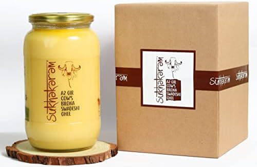SUKHAKARAM A2 GIR COW GHEE - 1000 ml | CLARIFIED BUTTER | GRASS FED INDIAN GIR COW | CURD CHURNED WITH BILONA PROCESS | GLASS BOTTLE | PURE, NATURAL AND HEALTHY