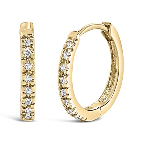 14K Yellow Gold 1/5 Cttw Diamond Huggie Hoop Earrings (K-L Color, I2-I3 Clarity)