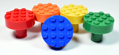 Set of 5 Build-On Brick Knobs (Assorted Colors)