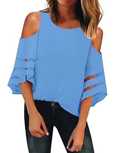 Lookbookstore Maternity Blouse Summer Blouse Sexy Blouse For Women Blouse For Girls Short Sleeve Blouses For Women Fancy Blouses For Women Fall Blouses For Women 2023 Azure Blue Size M (Size 8 10) #TOP2