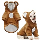 HRTTSY Small Dog Hoodie Soft Warm Fleece Fall Winter Dog Clothes Cute Puppy Sweaters Cat Coat Funny Blank Pullover Doggy Hooded Sweatshirts for Small Dogs Chihuahua Costumes Kitten Outfits(Brown,L)
