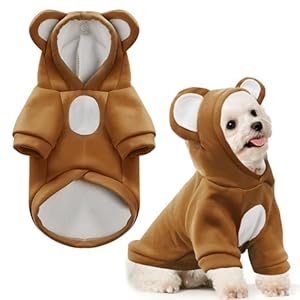 Small Dog Hoodie Soft Warm Fleece Fall Winter Dog Clothes Cute Puppy Sweaters Cat Coat Funny Blank Pullover Doggy Hooded Sweatshirts for Small Dogs Chihuahua Costumes Kitten Outfits(Brown,M)