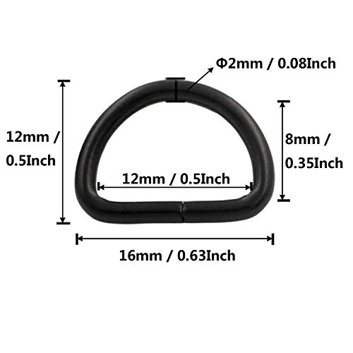 Generic Metal Black D Rings Buckle D-Rings 0.5 Inches Inside Diameter For Bag Wallet Pack Of 100 #TOP5