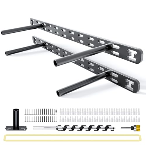 2pcs Floating Shelf Bracket Heavy Duty,Decorative Floating Shelf Hardware Hidden Black Metal Fireplace Mantel Brackets (18