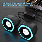 HEANTTV Computer-Lautsprecher, Mini Stereo USB Powered 3.5mm AUX-in Portable für PC, Laptop...