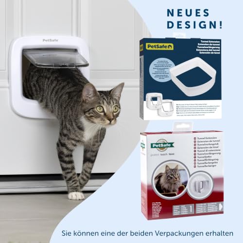 PetSafe - Tunnelverlängerung für manuelle oder elektronische Katzenklappe. 5 cm zusätzlich pro Verlängerung, für Dicke Türen oder Wände, 168 mm x 165 mm, weiß, 1 Stück