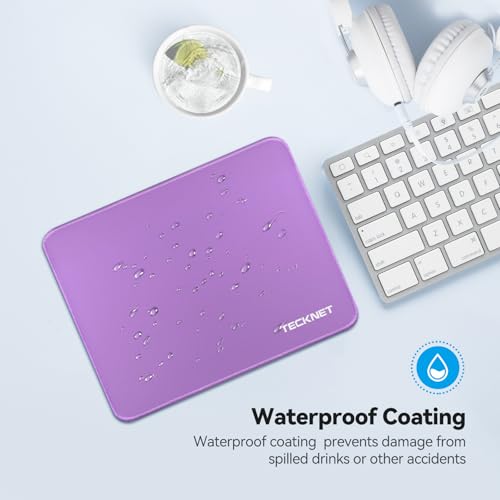 Image of TECKNET Mouse Pad with Anti-fray Stitchin, Waterproof Surface & Non-Slip Rubber Base with Stitched Edges Gaming Mouse Mat for Laptop,Compatible with Laser and Optical Mice - Purple