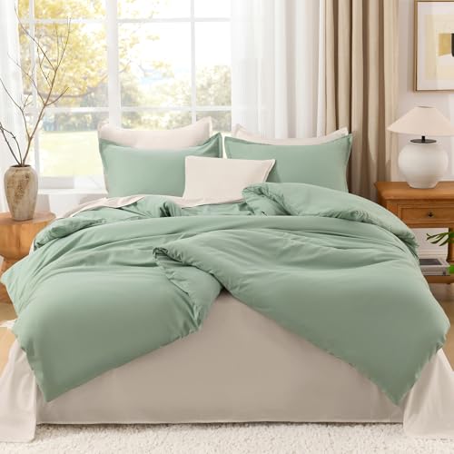 Litanika Queen Comforter Set Sage Green, 3 Pieces Lightweight Comforters Queen Size Solid Bedding Comforters Sets, Down Alternative Comforter Bed Set Quilt Blanket - Image 4