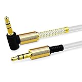 JacobsParts 3.5mm AUX Cable Car Stereo Audio Auxiliary Headphone Jack Cord Right Angle Male to Male,