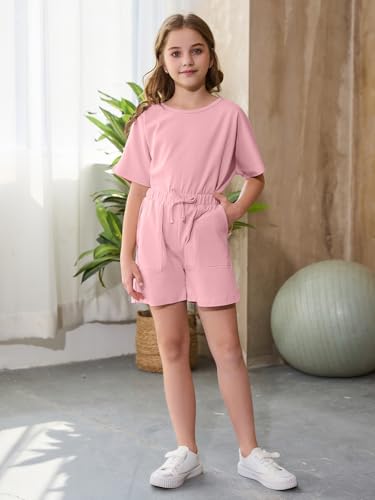 Image of Willow Dance Girls 2 Piece Outfits Cotton Summer Short Sleeve T Shirt Tops and Drawstring Shorts Clothing Sets