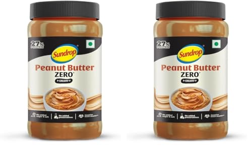 Image of Sundrop Peanut Butter Zero | Creamy| 924 Grams | with 27% Protein |11% Dietary Fiber | Zero Oil Separation| No Added Sugar, Salt & Preservatives | Great Value Per Gram of Protein (Pack of 2)