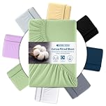 Acrali Home Sage Green Egyptian Cotton King Size Fitted Sheets 150x200 cm - 200 Thread Count, Deep Pocket - Ultra Soft Hotel Quality, Breathable & Hypoallergenic Bottom Bed Sheet
