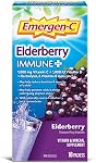 Emergen-C Poudre De Vitamine C Supplément, Mélange À Boire Avec Électrolytes, Immunité Plus, Sureau, 18 Sachets
