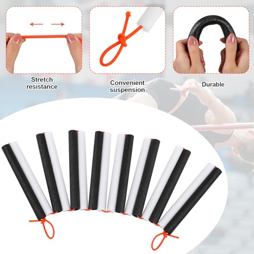 Vinsot 2 Pack Elastic Crossbar 17. 6 ft High Jump Training Equipment Long High Jump Bungee Crossbar Pole Vault Training Elastic Bands for Practice Foldable Gymnastics Bar, White Black - Thumbnail 3